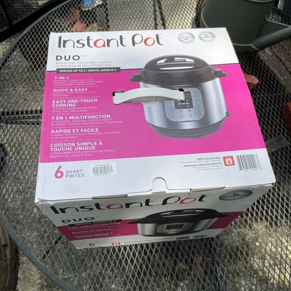NIB INSTANT POT 7 IN 1 PROGRAMMABLE 6 QT IP-DUO60‎ V2 BRUSHED STAINLESS STEEL